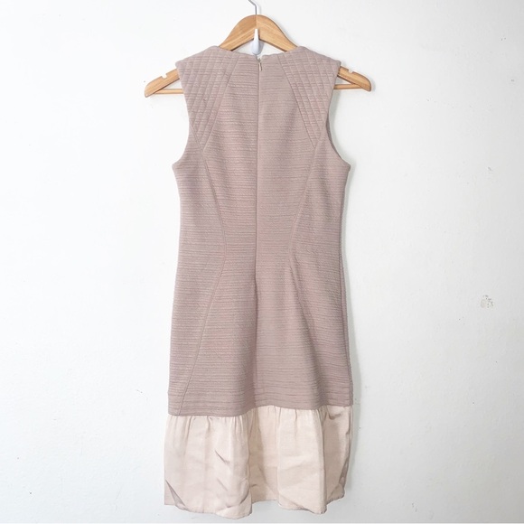 Cut 25 Yigal Azrouel Beige Sheath Dress Sz 4 Colorblock Ruffle Hem - Picture 4 of 6